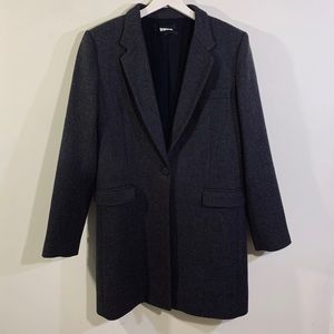 Reformation Herringbone Gray Peacoat